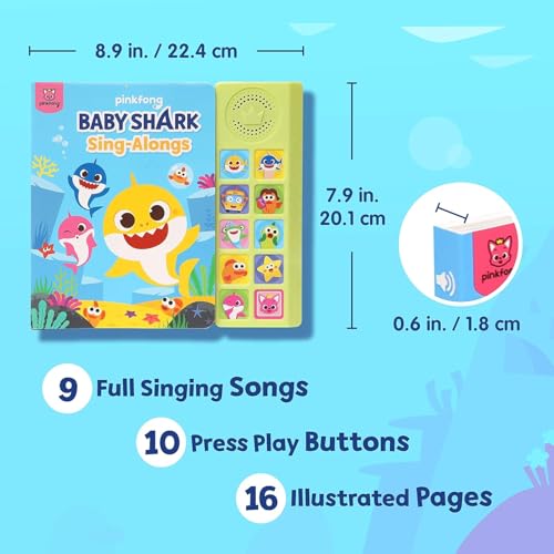 Pinkfong Baby Shark 10-button panel provides easy access for sing-along songs