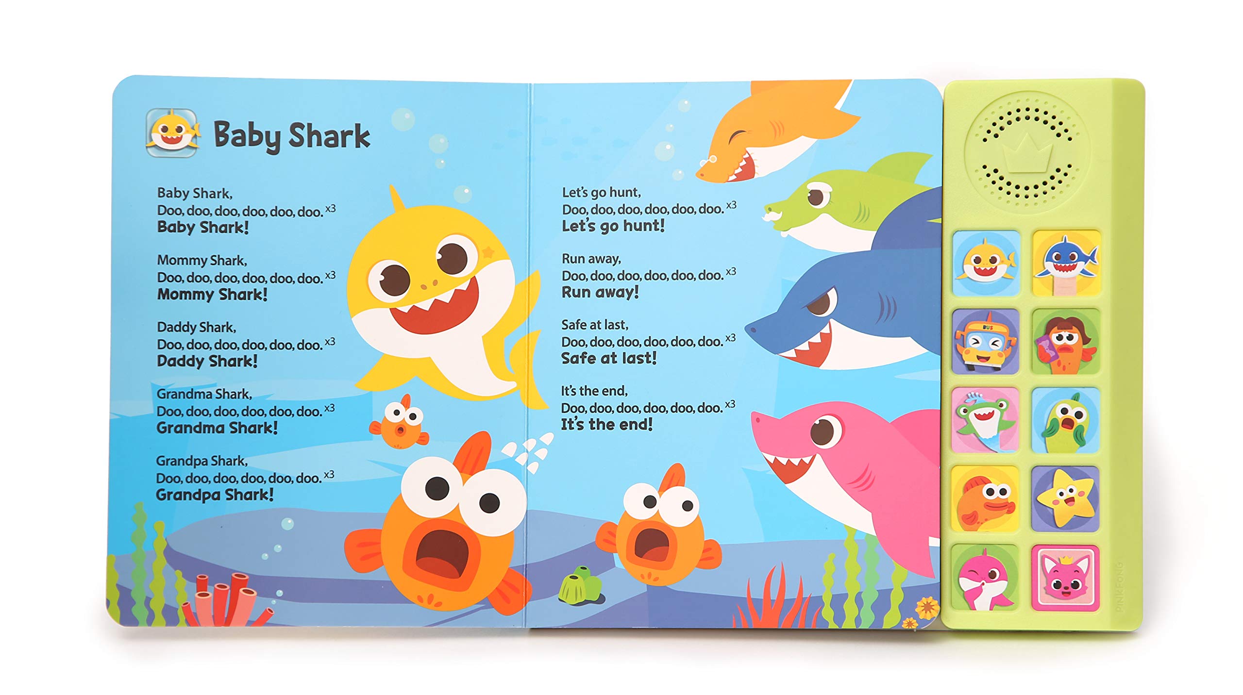 Pinkfong Baby Shark illustrated pages with lyrics