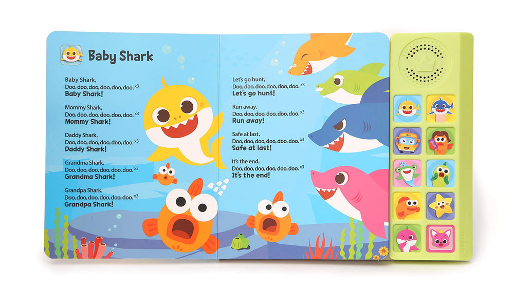 Pinkfong Baby Shark illustrated pages with lyrics