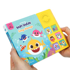Pinkfong Baby Shark Sing-Alongs Sound Book cover with vibrant art inviting curious toddlers to start reading