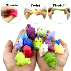 Pinkiwine dinosaur squishies closeup, soft texture shown for tactile play.