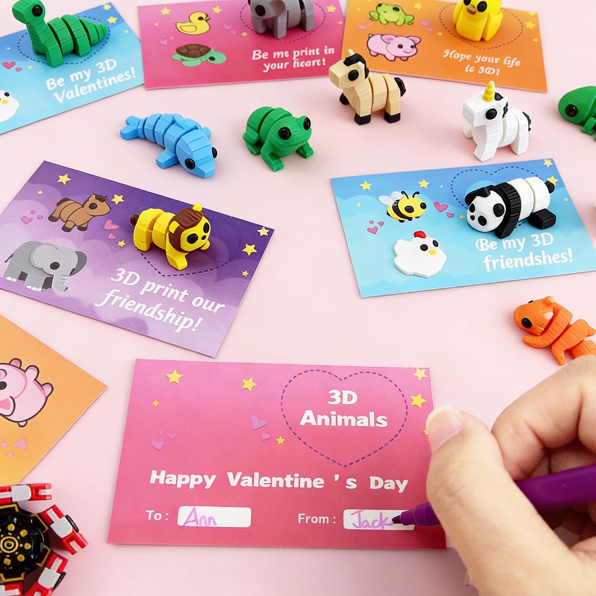 Pinkiwine valentines toys and cards set for celebrations.