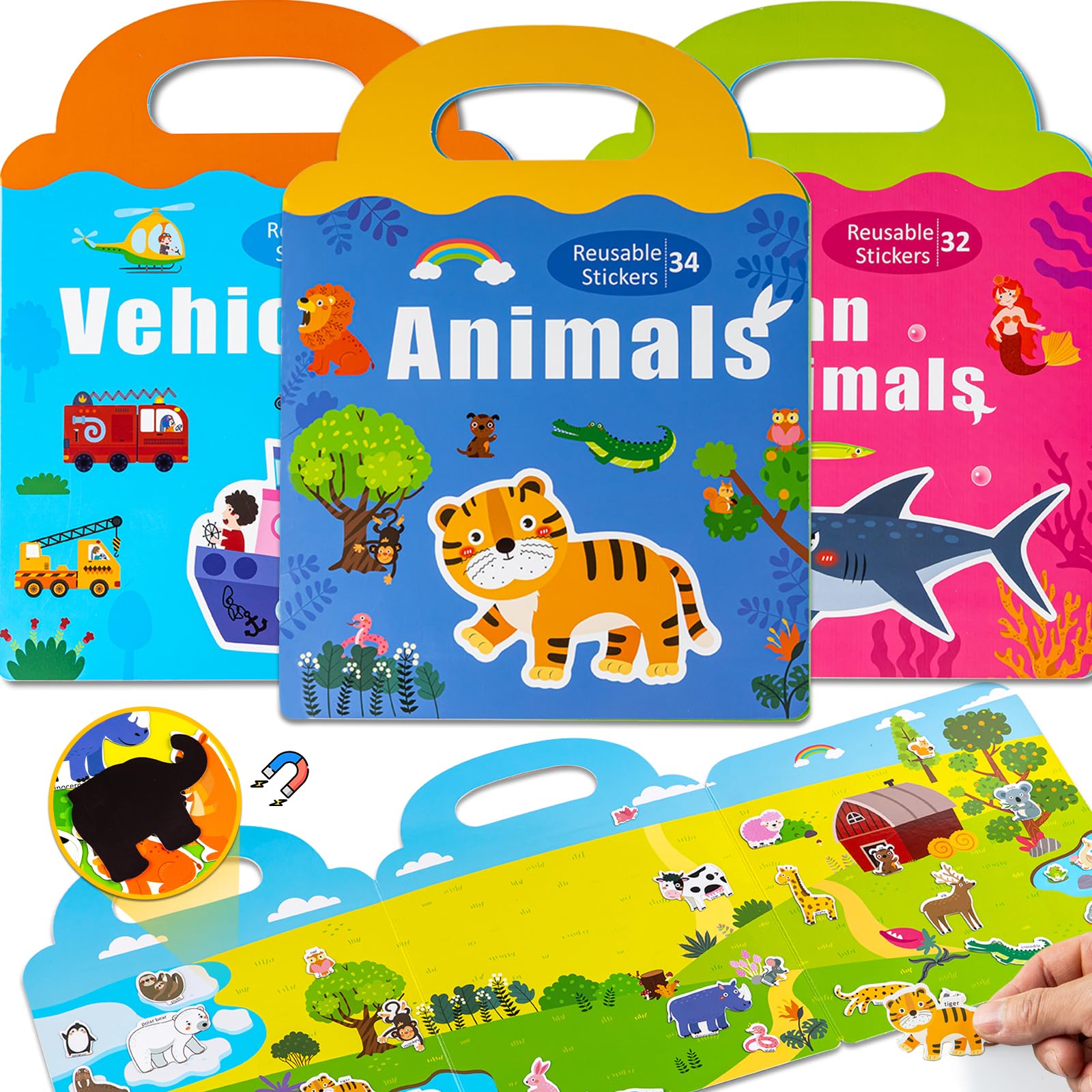 PinkKing Magnetic Playboard with vehicles city scene for imaginative play and storytelling.