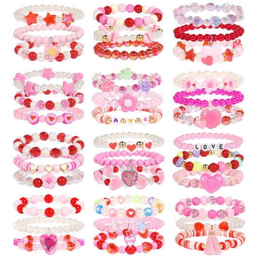 PinkSheep 36-piece bracelet set with colorful themes for girls' dress-up.