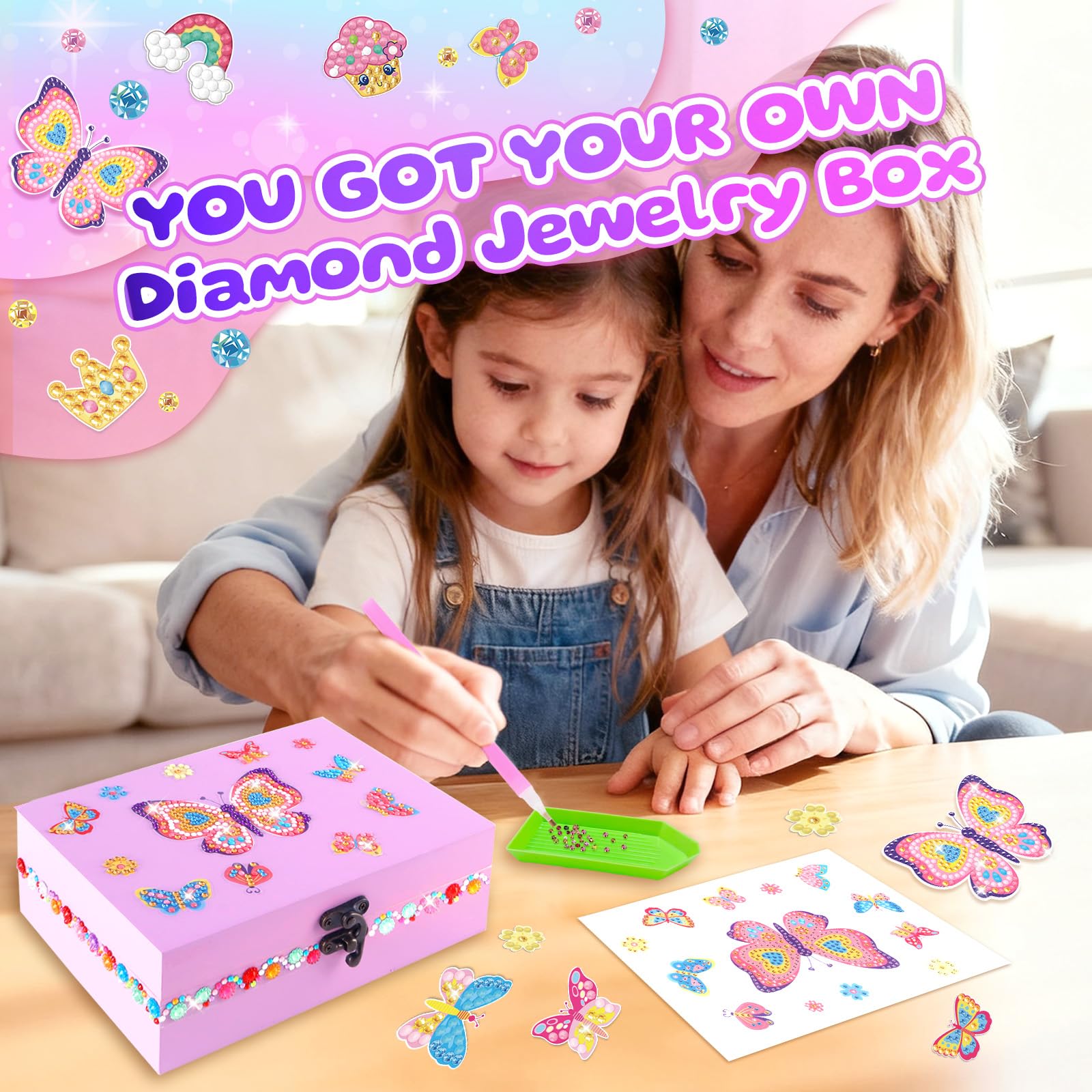 PinkSheep Diamond Painting Tools help little artists place gems with precision.