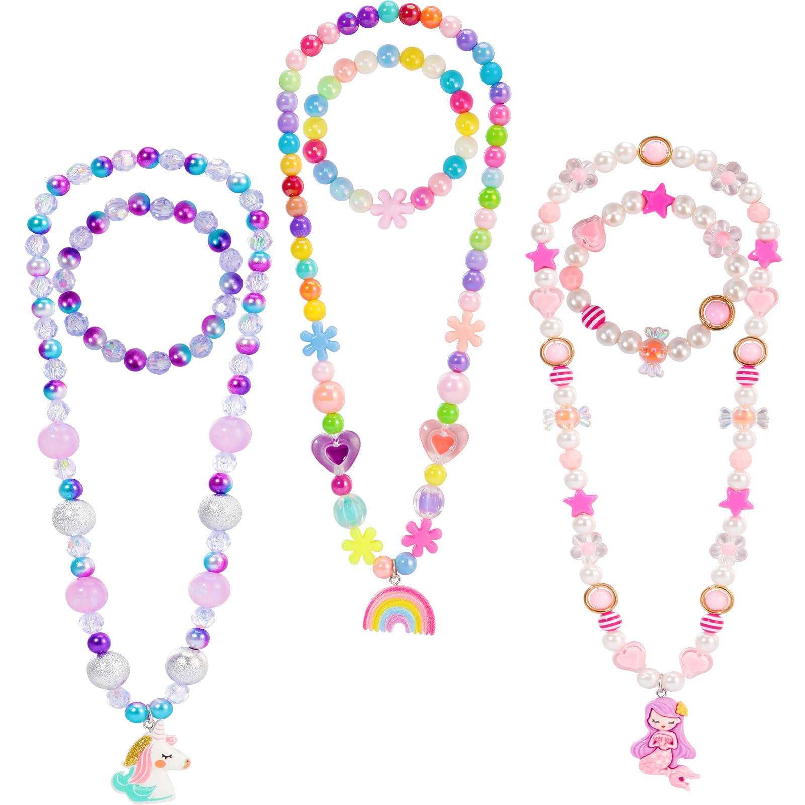 PinkSheep Kids Classic mermaid necklace set in packaging, ready for gifting at parties.