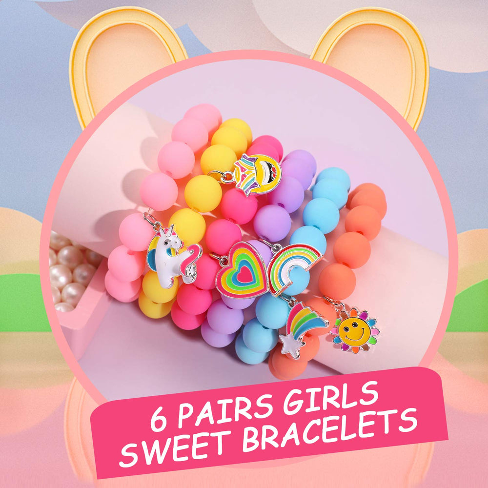 PinkSheep rainbow monster bracelet in purple beads boosts imaginative dress-up and sharing.