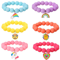 PinkSheep unicorn beads pendant bracelet in blue, a cheerful kid accessory for everyday play.