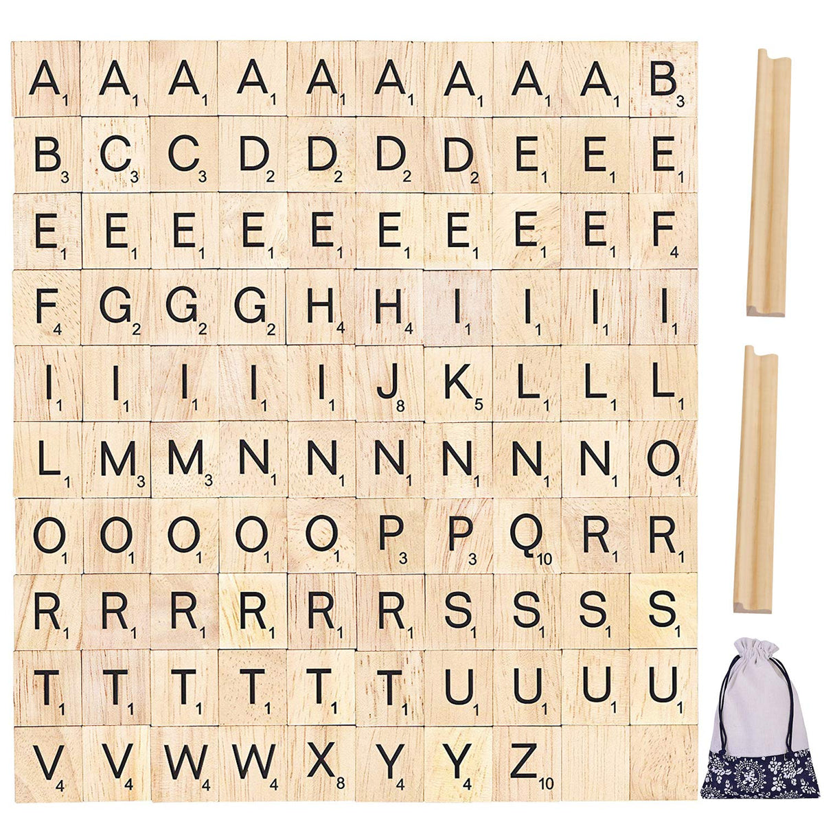 PINOWU wooden letter tiles for Scrabble bulk set with clear readable letters.