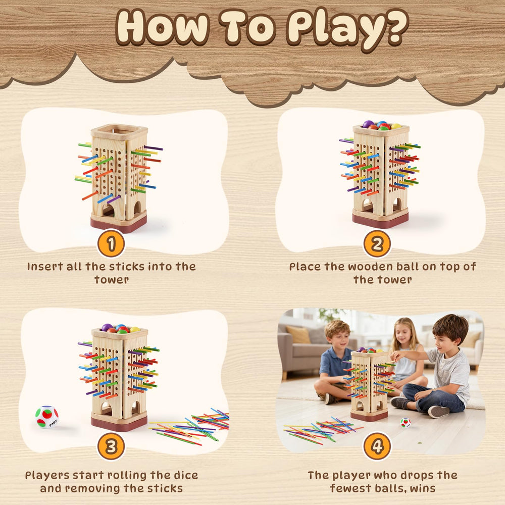Pinshoon dice action scene demonstrates turn-taking during family play night.