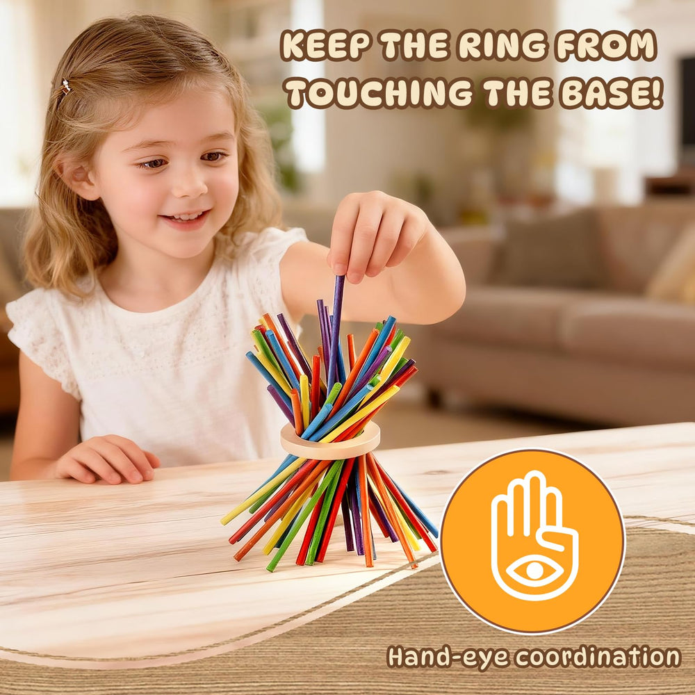 Pinshoon picking sticks enhances precise finger movement and manual dexterity in children.