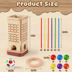 Pinshoon colorful wooden sticks aid color recognition and fine motor control.