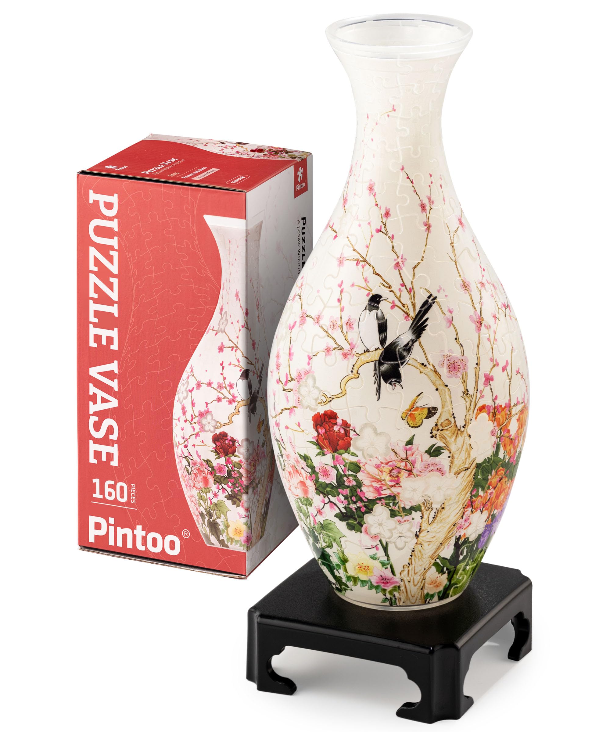 Pintoo 3D puzzle vase in translucent finish, ideal centerpiece for modern living rooms