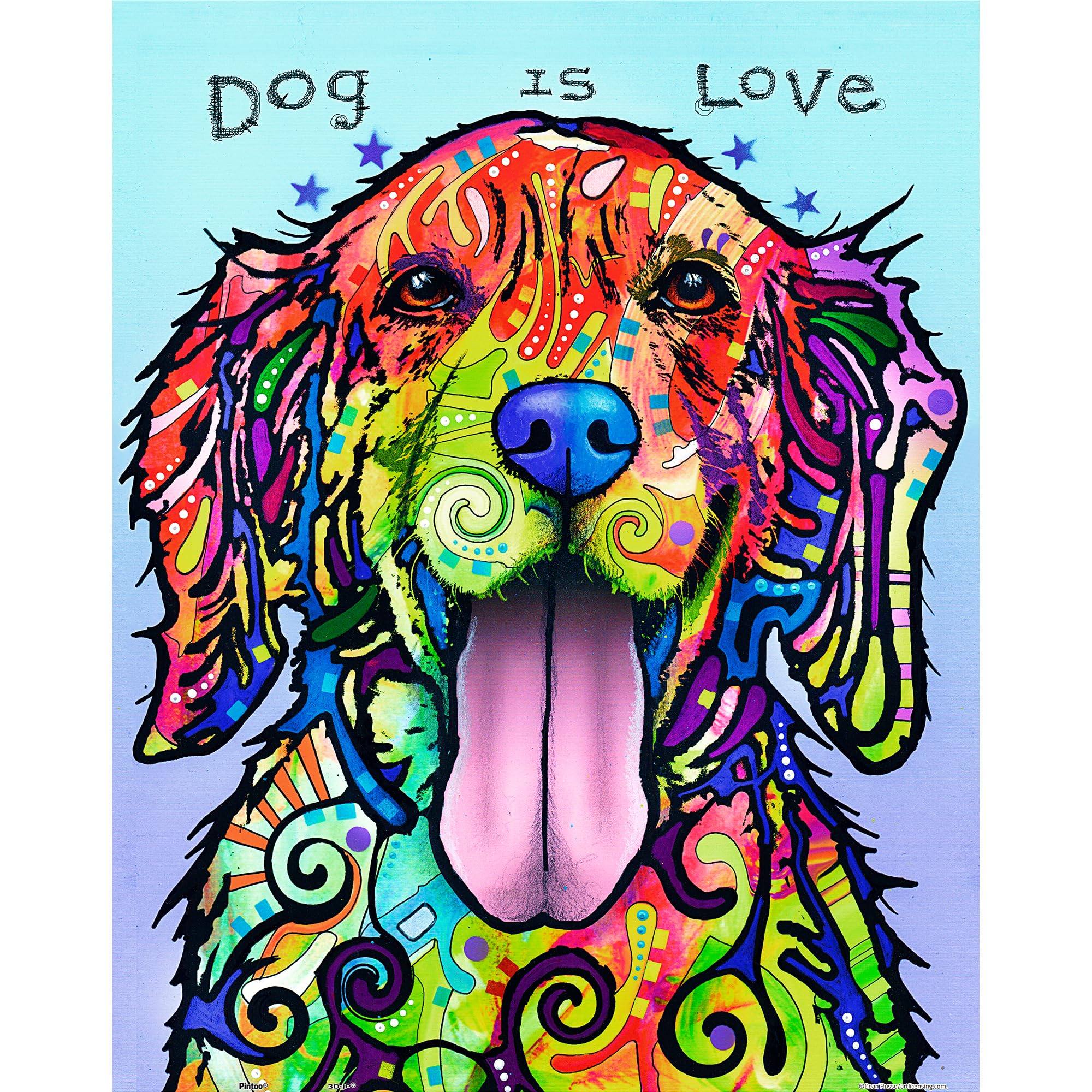 Pintoo Dog is Love 500-piece puzzle by Dean Russo, ideal for cozy family evenings.