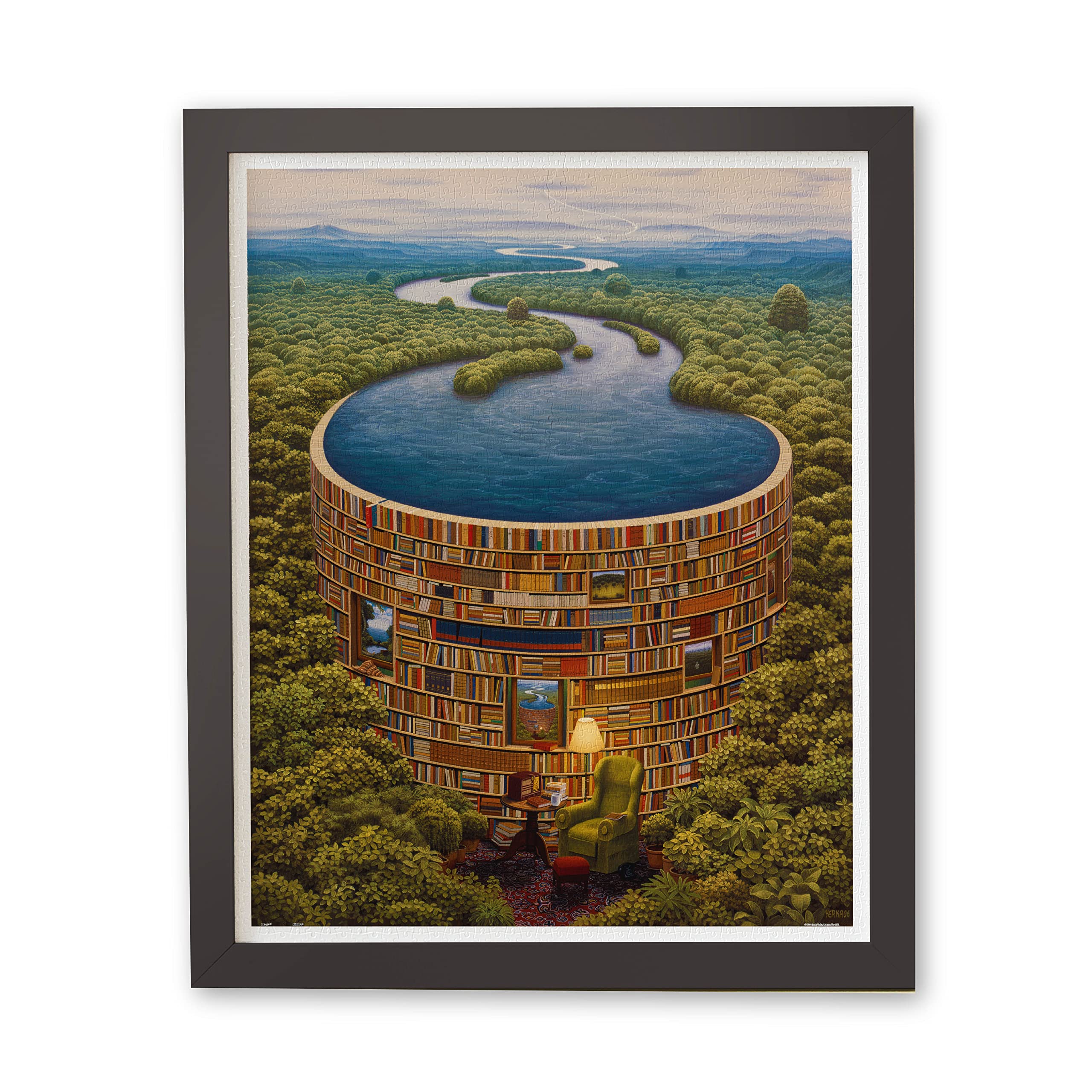 Pintoo Jacek Yerka Bibliodame 2000-piece puzzle layout for immersive family puzzling.