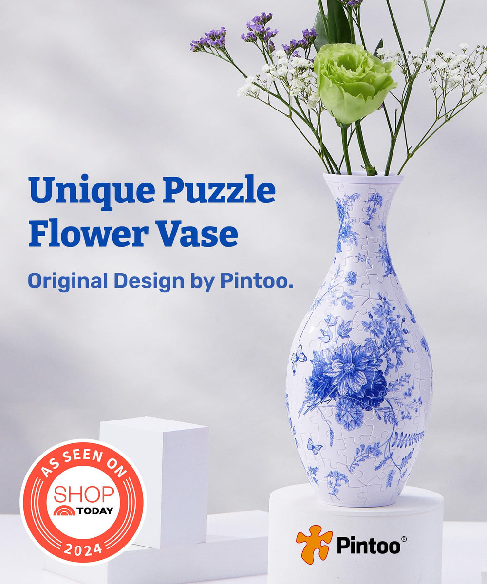 Pintoo unique flower vase with intricate pattern elevates home decor ambiance.
