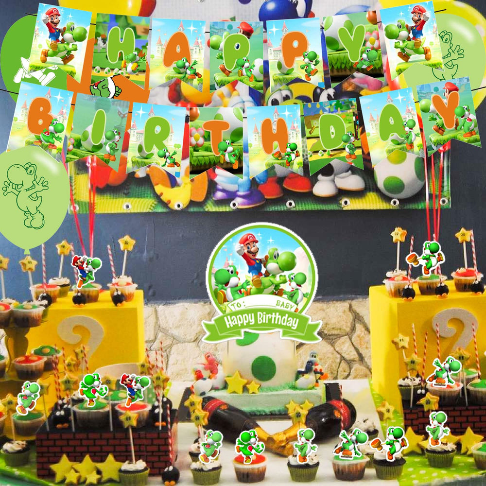 PINUO Yoshi 12 cupcake toppers to dress up desserts and snacks.