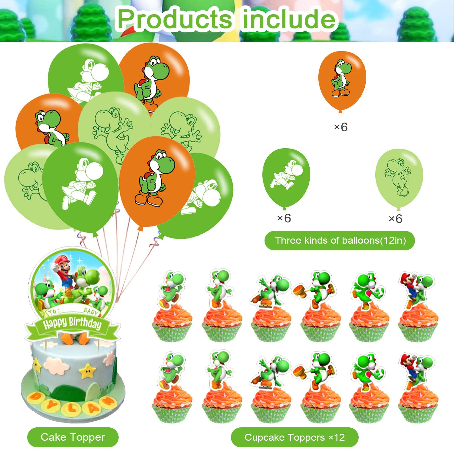 PINUO Yoshi 18 balloons set for colorful arches and vibrant venue decor.