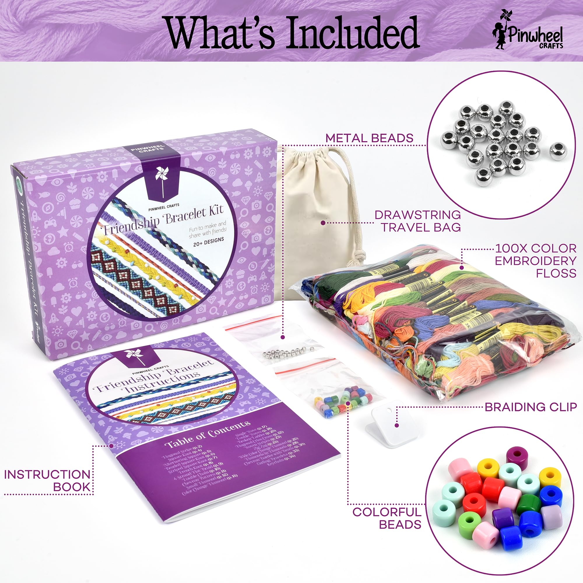 Pinwheel Crafts metal beads and clasp add sparkle and secure closures