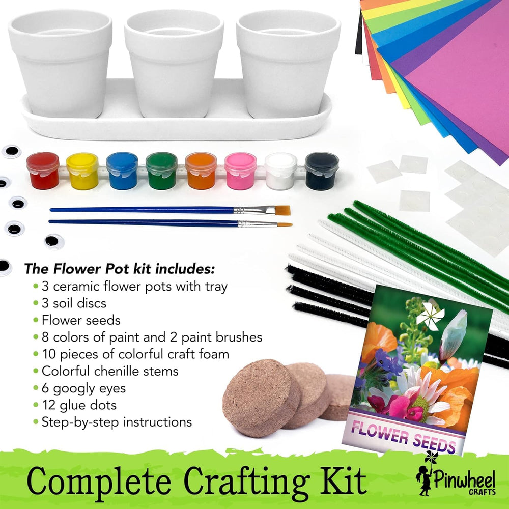 Pinwheel Crafts paint set and brushes close-up for vibrant color play.