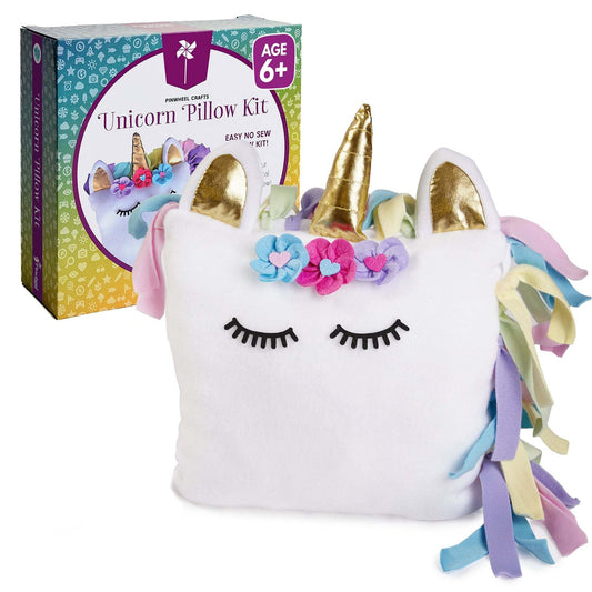 Pinwheel Crafts Unicorn Pillow Kit: complete no-sew set for easy, imaginative crafting.