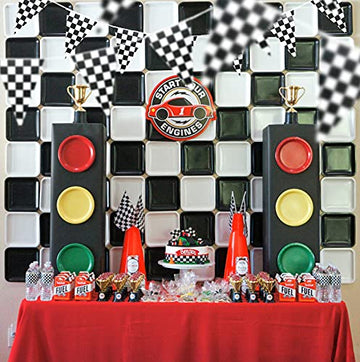 Piokio banner used on a pinewood derby setup for the race vibe