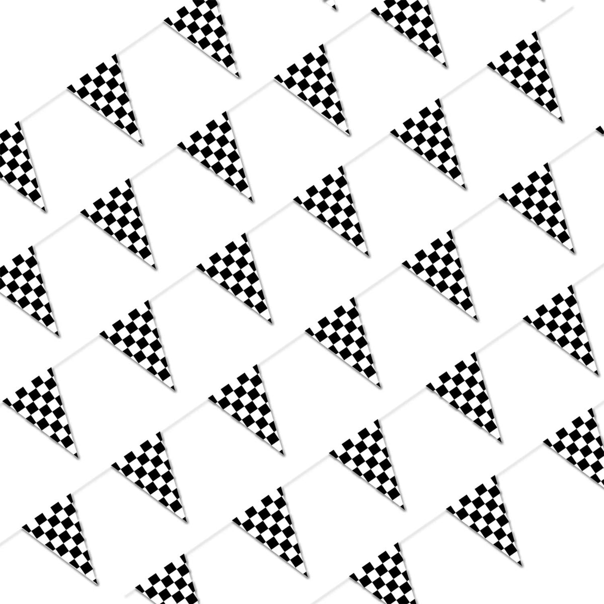 Piokio 100ft checkered banner fluttering for a racing party setup