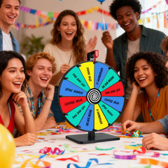 Pionites 12-inch prize wheel draws attention and participation.