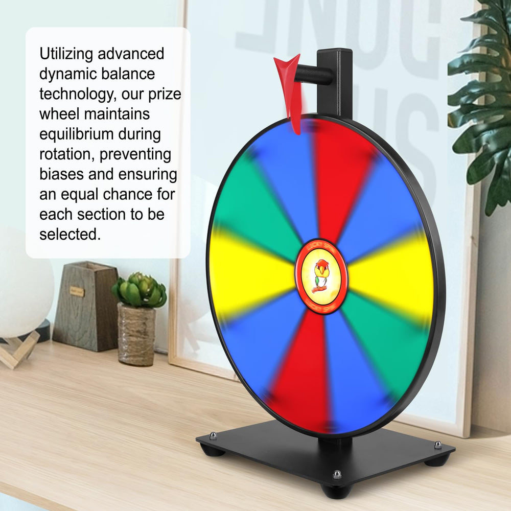 Pionites prize wheel with 10 colorful slots enhances visual appeal at events.