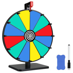 Pionites prize wheel 12-slot tabletop shows 12 colorful sections for engaging audiences.