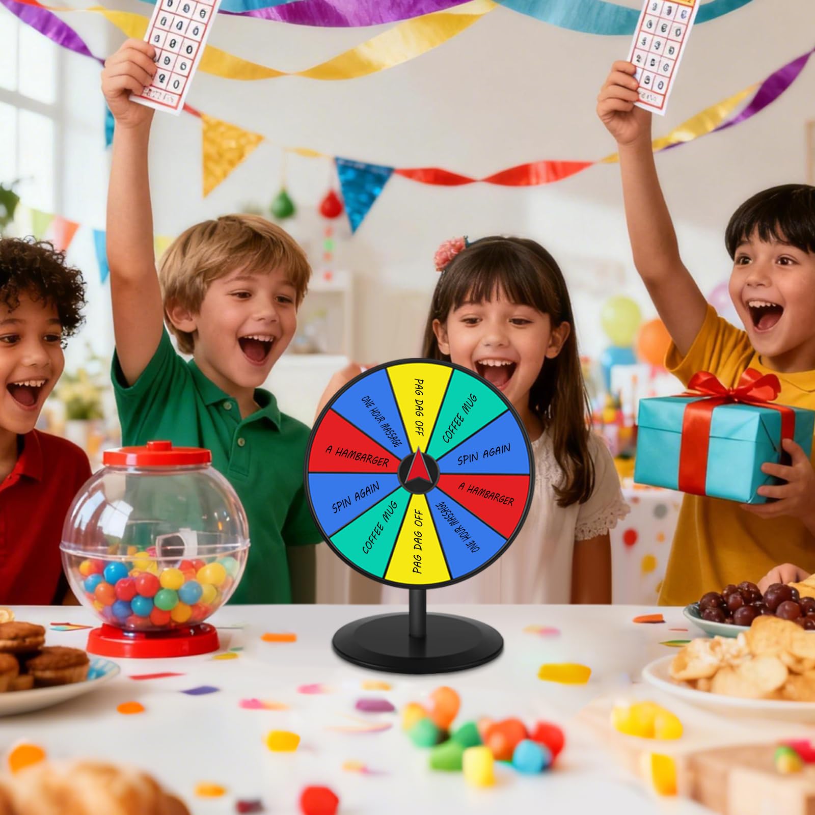 Pionites prize wheel dry-erase surface enables quick prize updates.