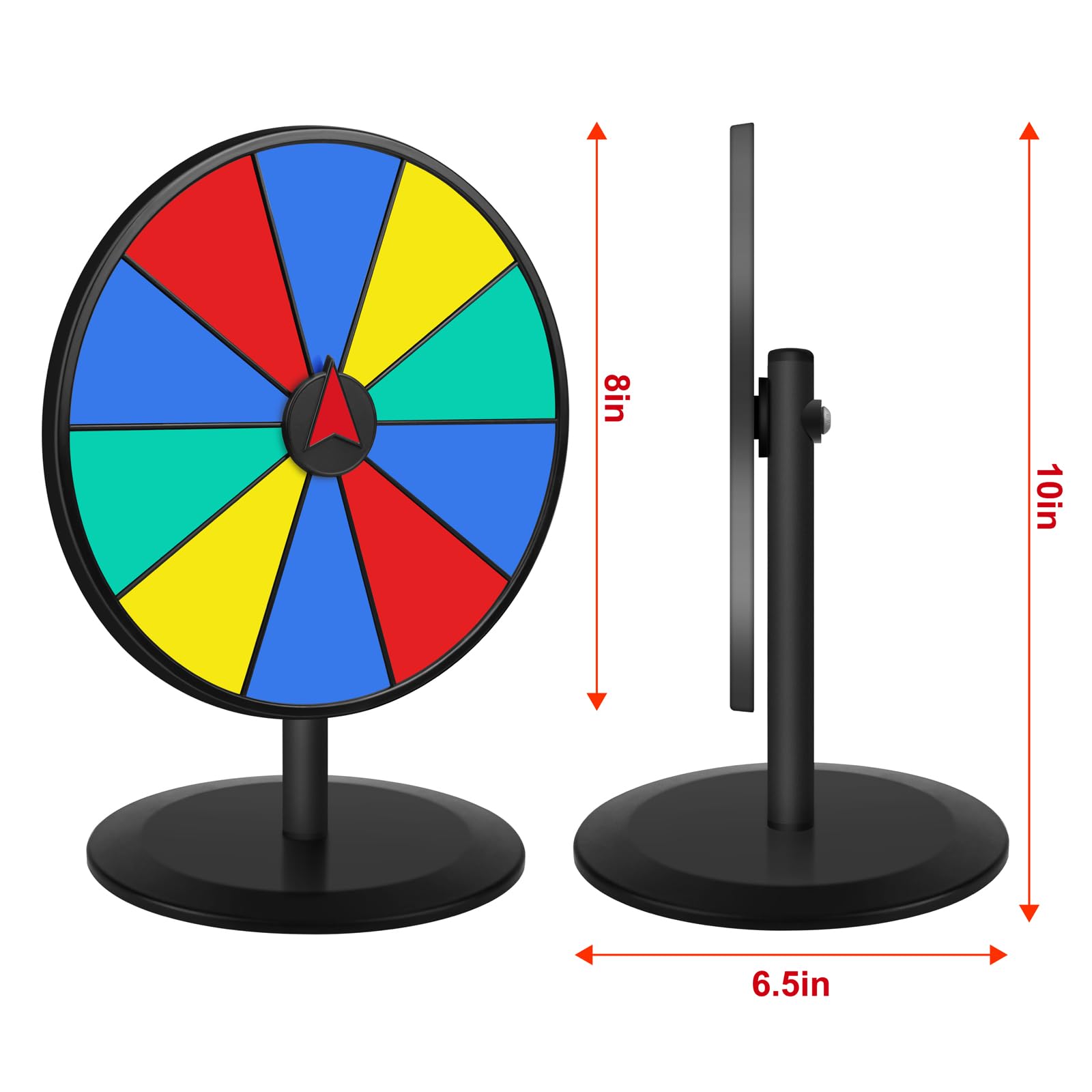 Pionites prize wheel metal stand provides durable stability.