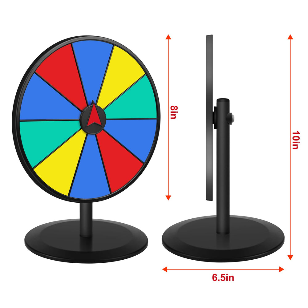 Pionites prize wheel metal stand provides durable stability.