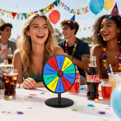 Pionites prize wheel spin-and-click creates suspenseful anticipation.