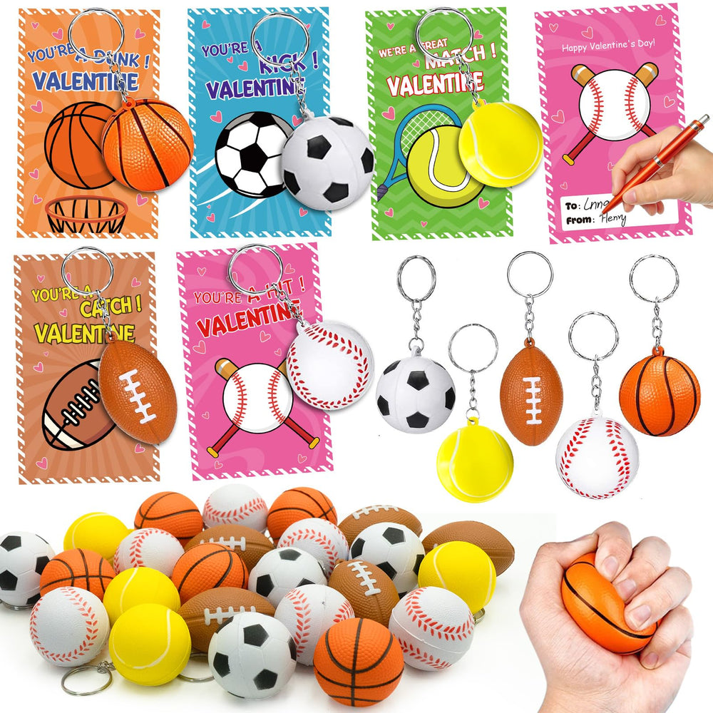 PIONJOY 30-pack sport balls keychains set, ideal for classroom gifts