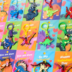 PIONJOY dinosaur keychain attached to backpacks adds a fun, reusable accessory.