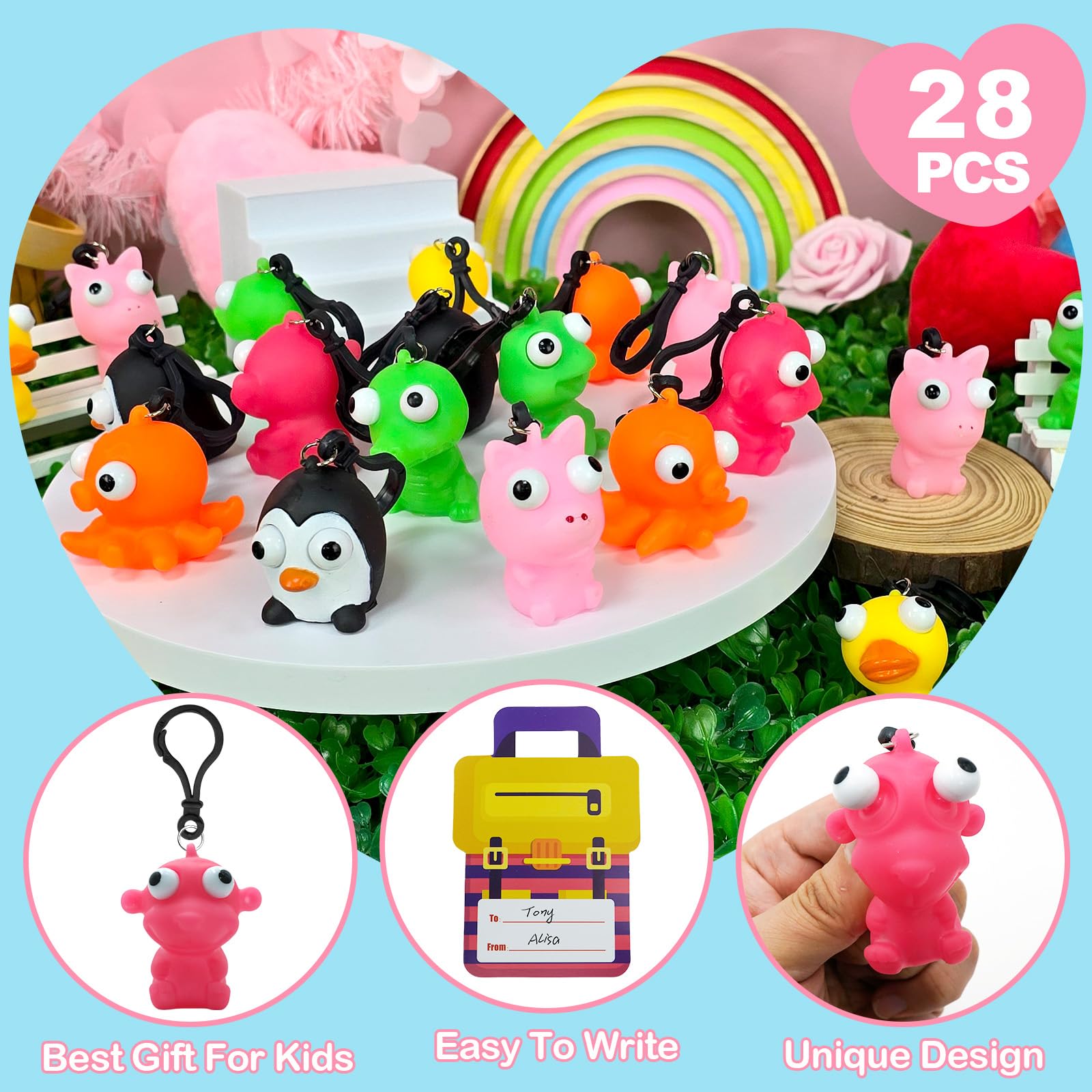PIONJOY duck eye-pop keychain offers tactile fun and fine motor play.
