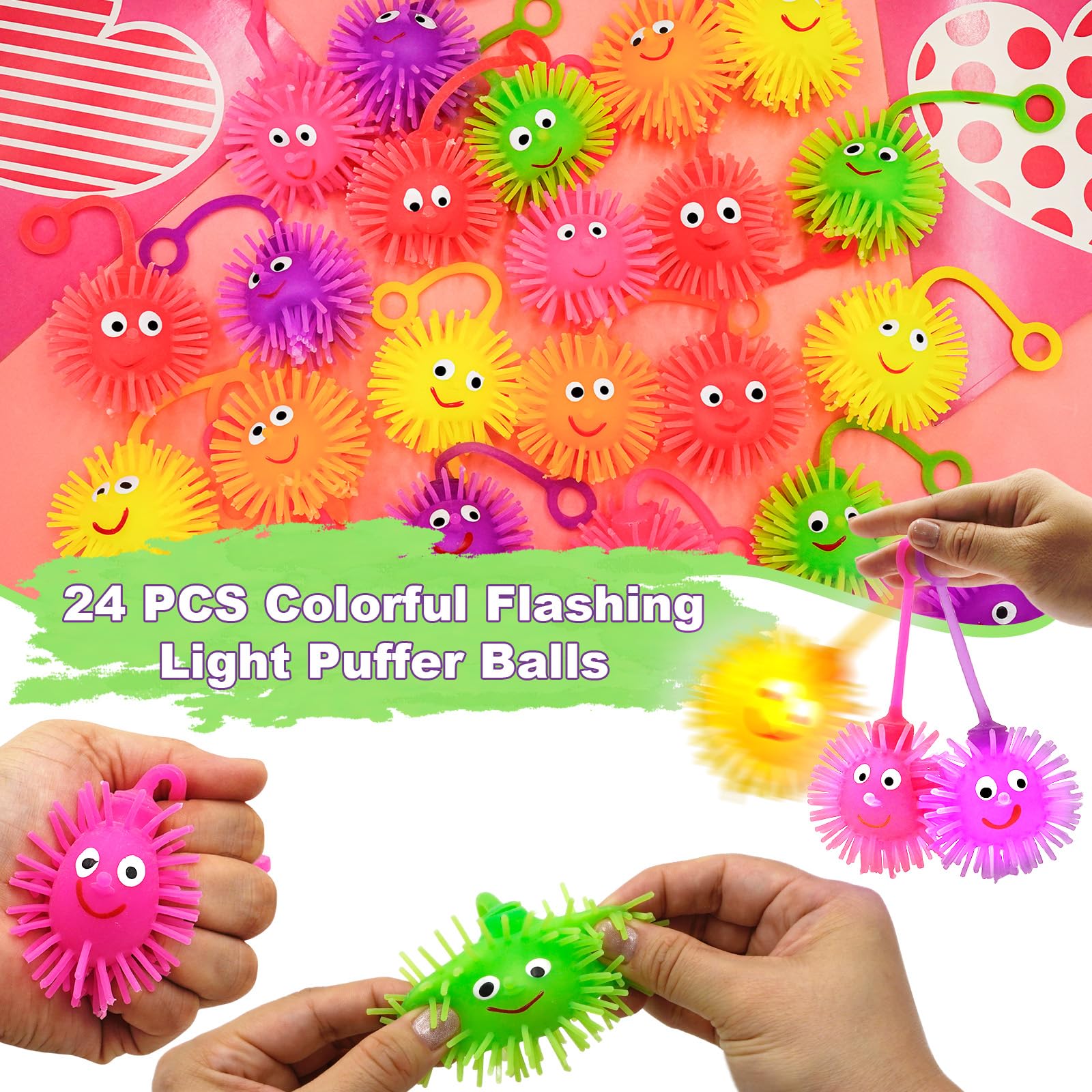 PIONJOY LED puff ball glowing on fingers during play and exchange.