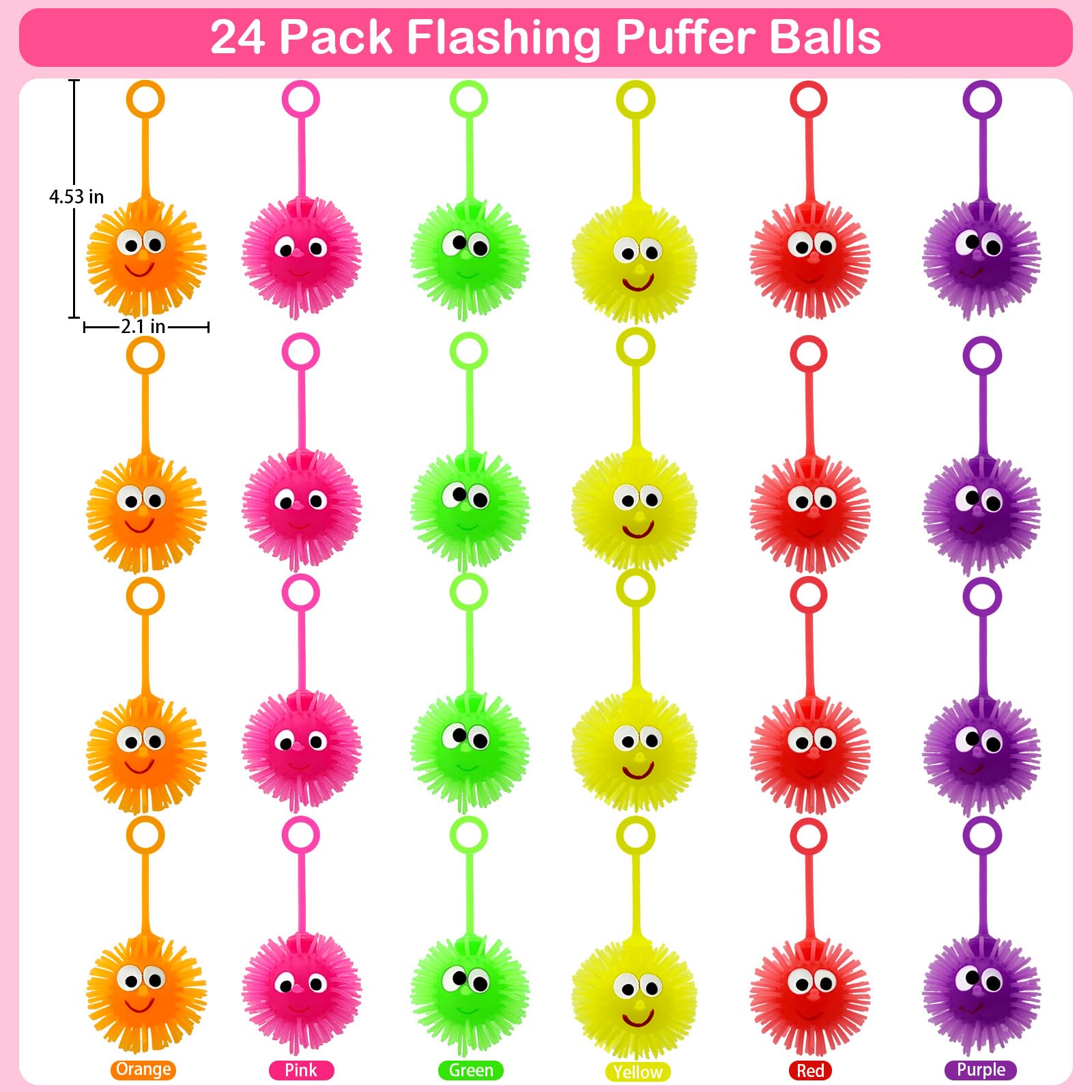PIONJOY monster-themed cards paired with glowing balls for party favors.