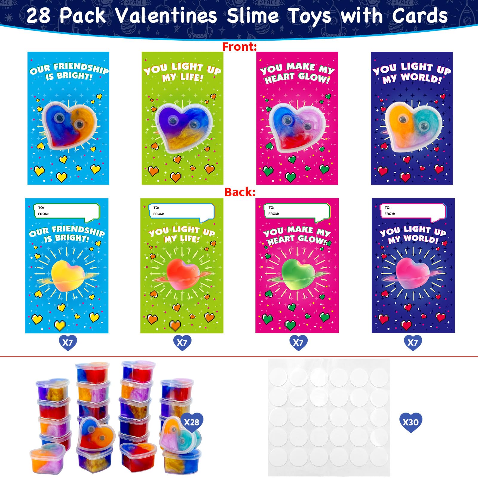 PIONJOY valentines cards 28-count for easy classroom exchanges.