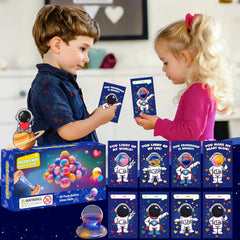 PIONJOY Galaxy Slime pack contents view, displaying 28 slime packs and 28 valentines cards for fun gifts.