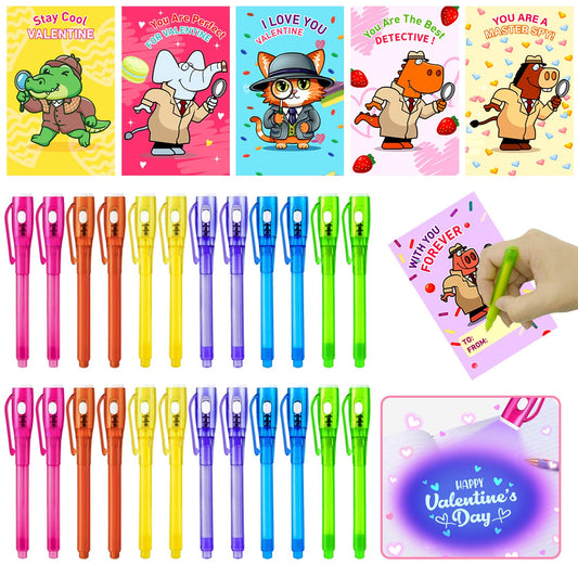 PIONJOY Valentines invisible ink pen with UV light reveals secret messages for glow gifts
