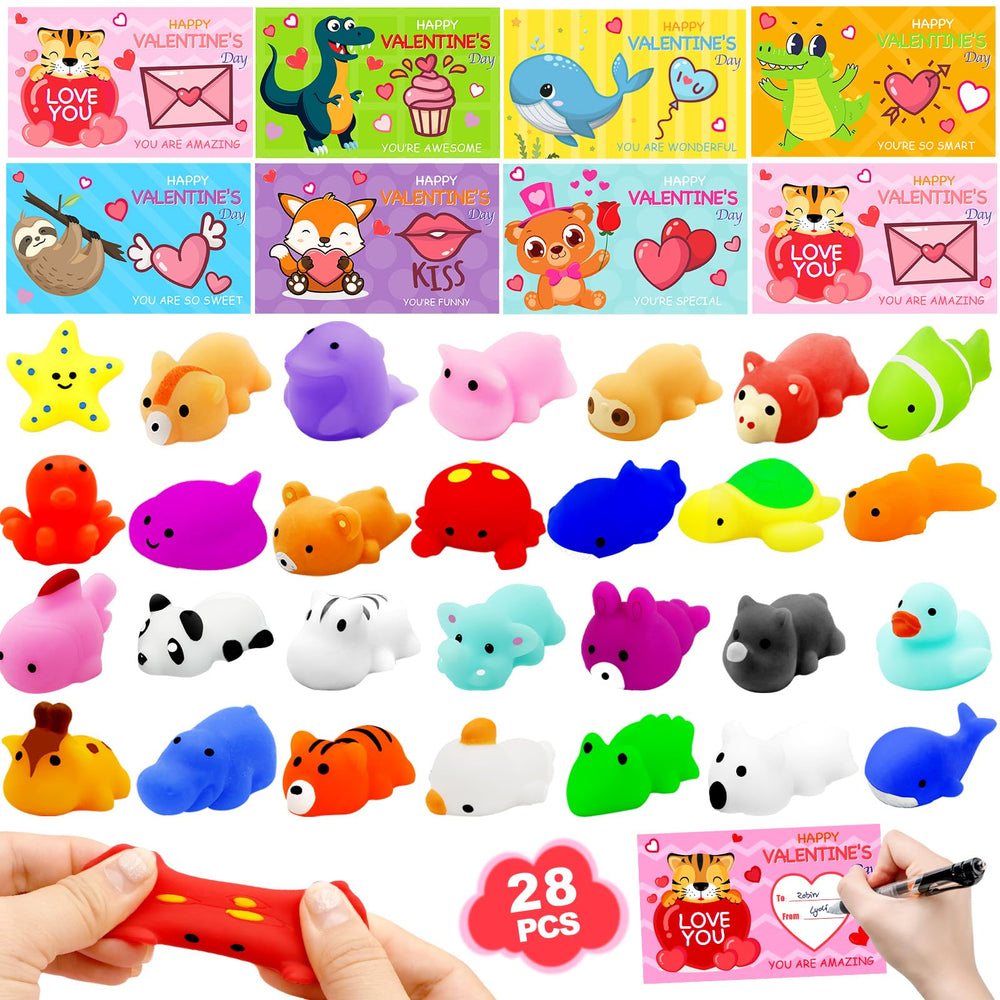 PIONJOY valentines mochi squishy toys for classroom fun.