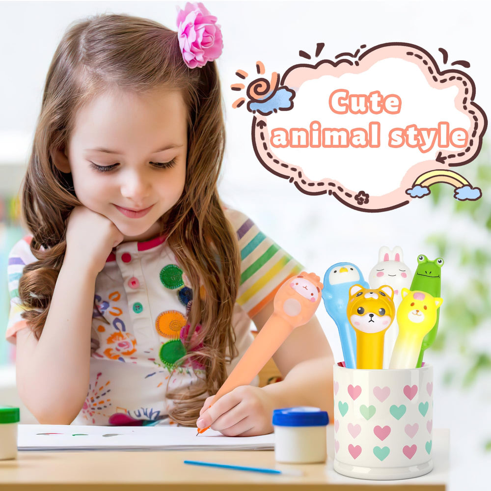 Pipigaty plush grip pens shown in varied colors for easy handling.