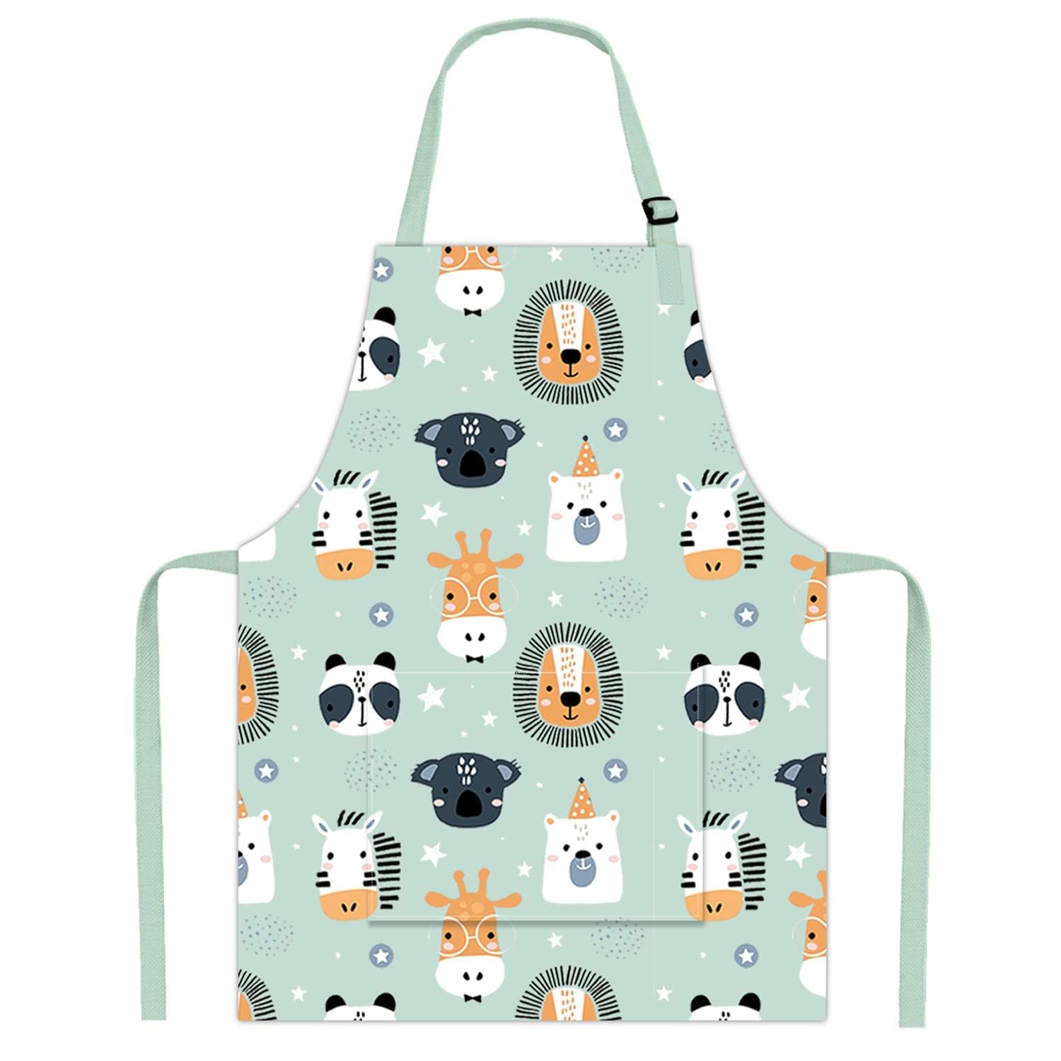 Pipoobear kids apron blue front pocket for easy tool access during cooking