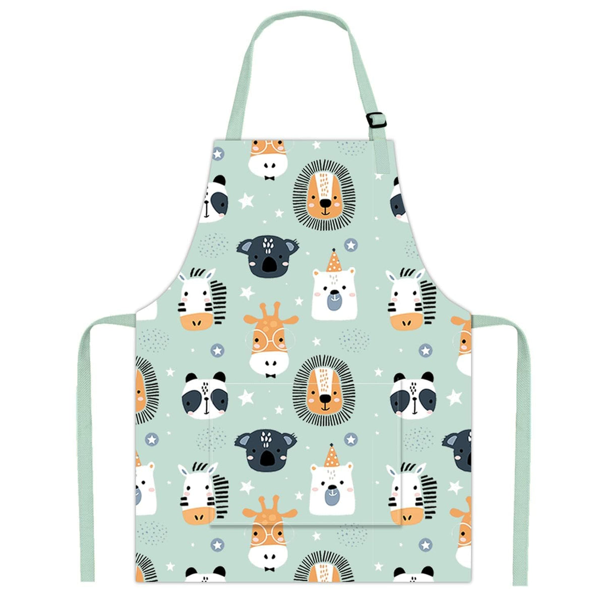 Pipoobear kids apron blue front pocket for easy tool access during cooking