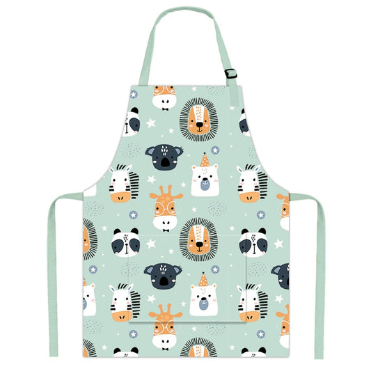 Pipoobear kids apron blue front pocket for easy tool access during cooking