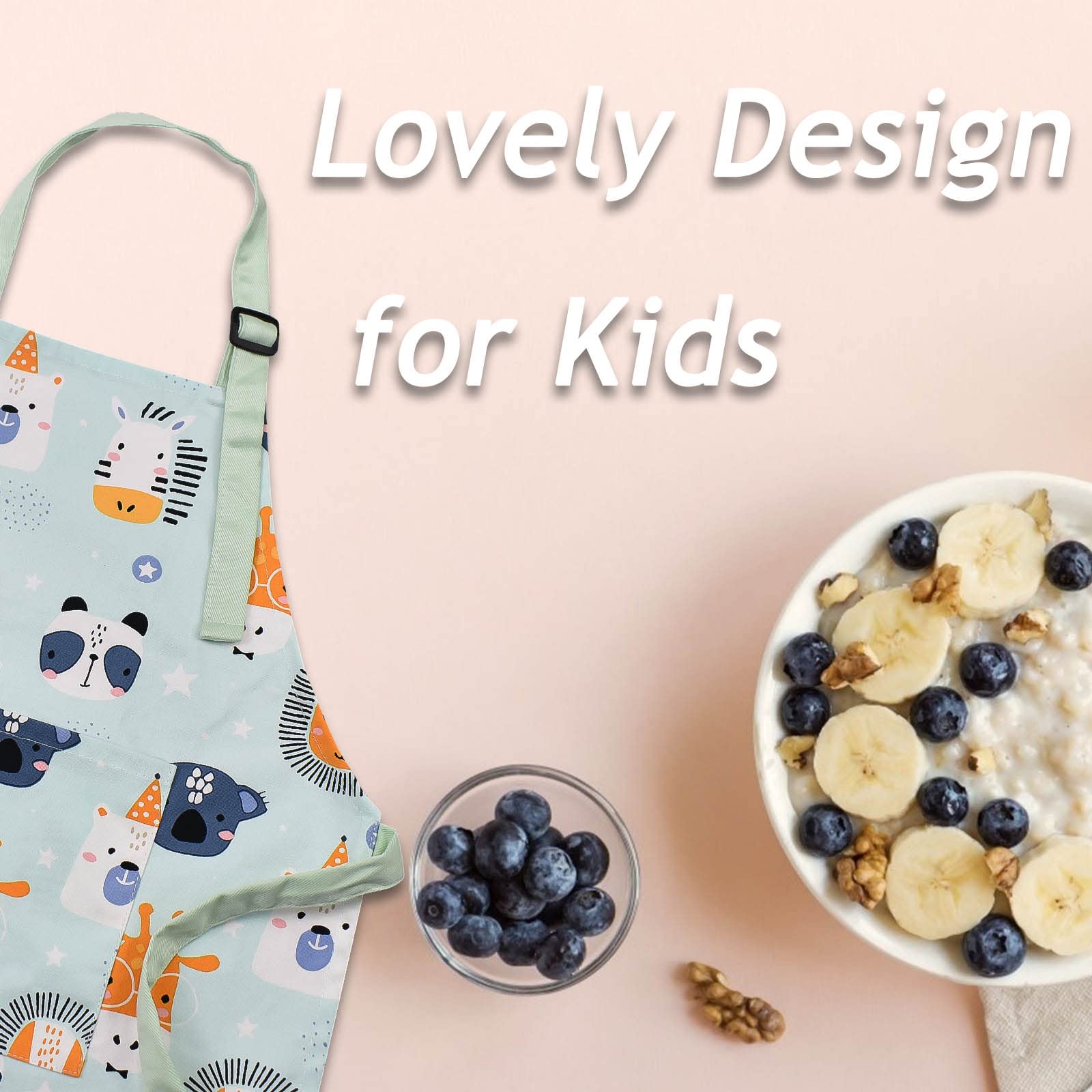 Pipoobear kids apron for cooking and baking keeps clothes clean during activities