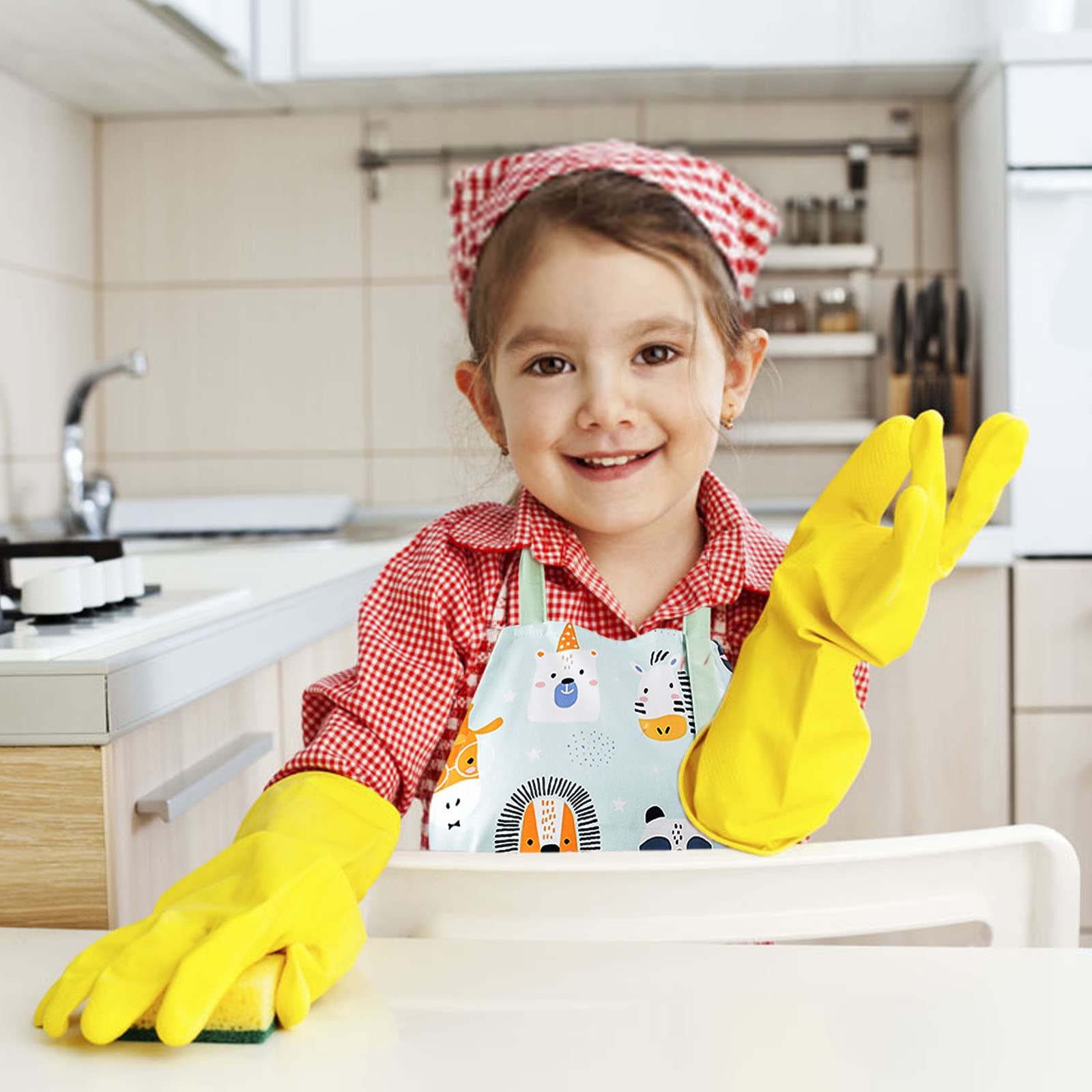 Pipoobear kids apron for painting and crafts with handy front pocket