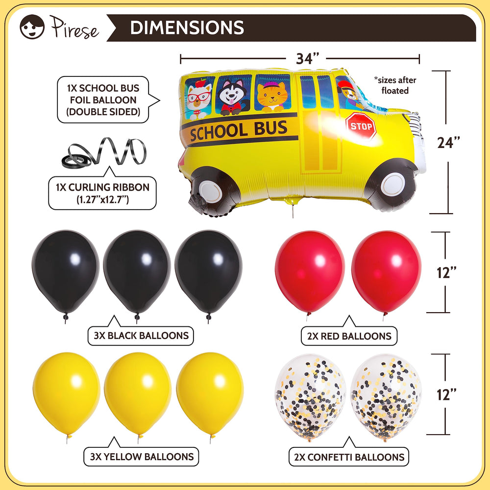 PIRESE giant bus foil balloon serves as a playful centerpiece for photos